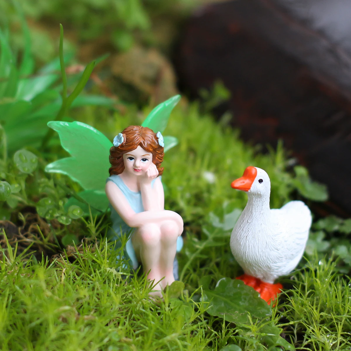 2 zittende feeën en ganzen, cr - Bonsai Garden World recensie en prijs