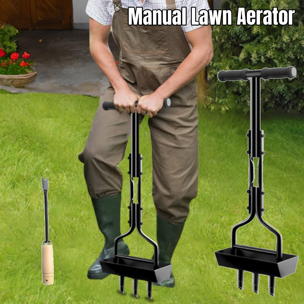 

Manual Lawn Aerator Lawn Aerator Coring Tool T-shaped Handle Corer Plug Aerator Grass Aeration Gardening Tool for Lawn Yard Care