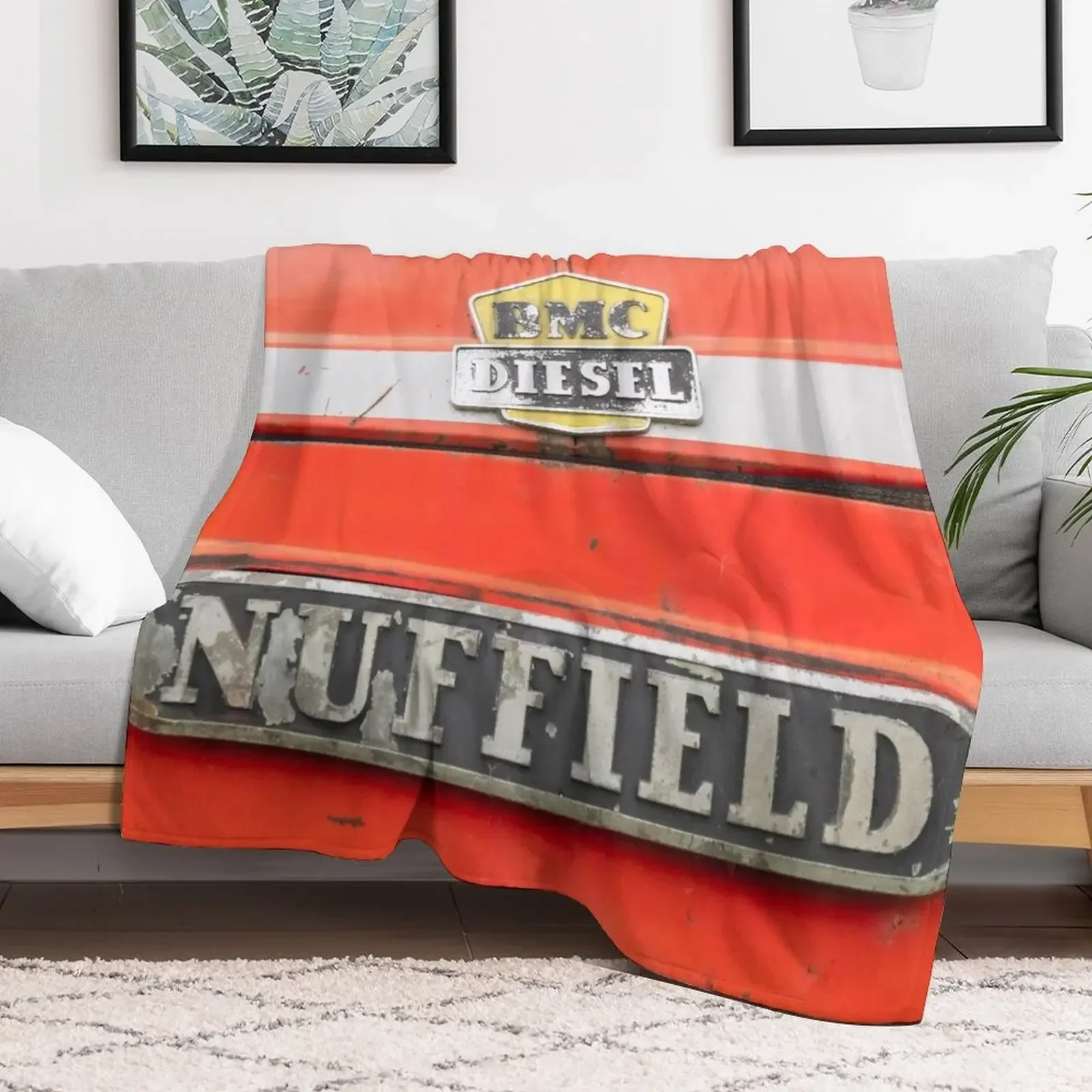 

Vintage Nuffield Tractor Badges Throw Blanket Decorative Sofas for sofa Single Blankets Furrys Decorative Sofas Blankets