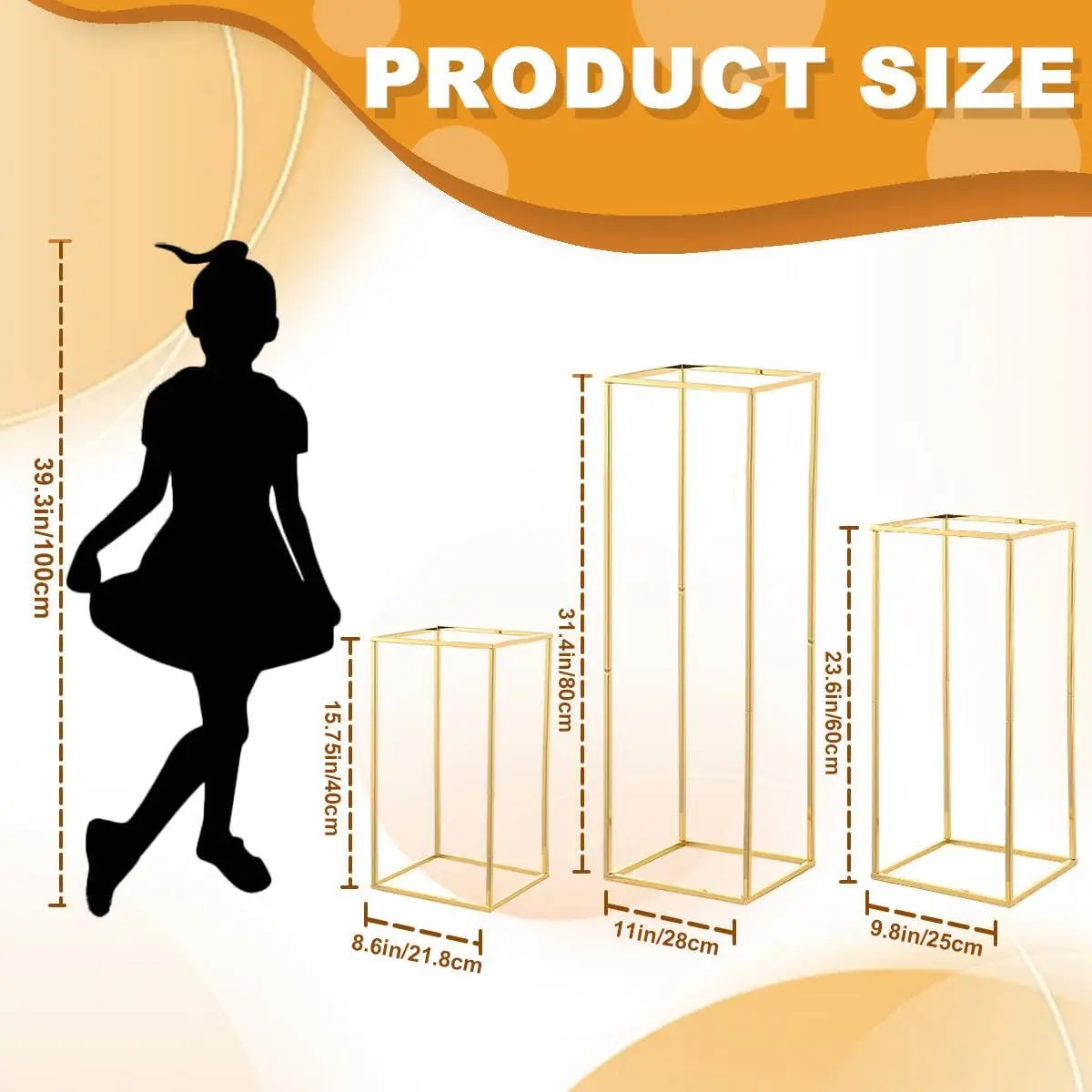 10pcs Gold Wedding Table Centerpiece Gold Centerpiece Metal Flower Vase for Birthday Party Event Home Decor(15.7inch)