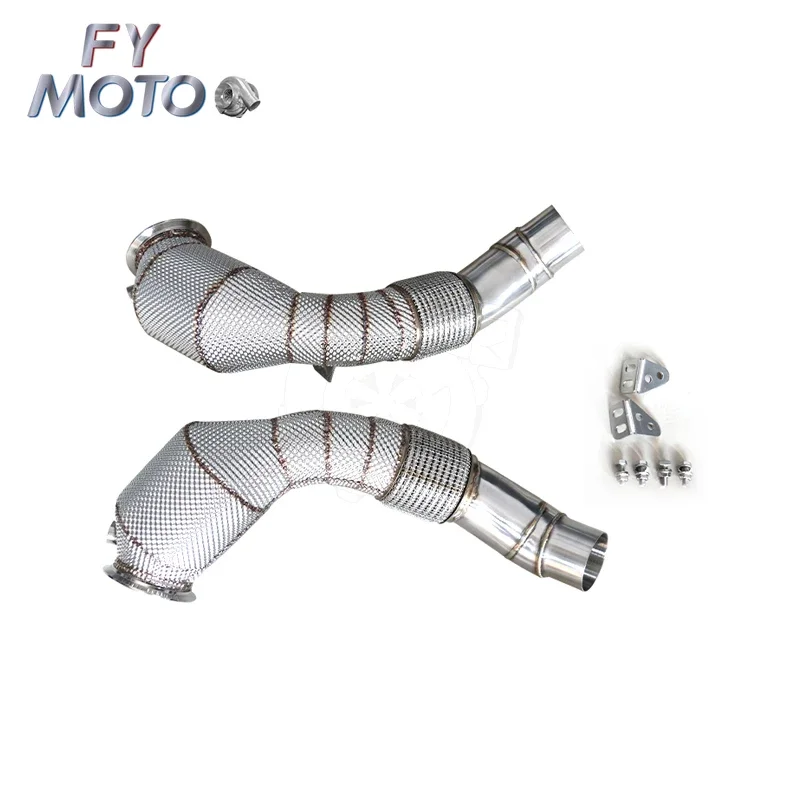 Exhaust Catted Downpipe For BMW F10 M5 2012+ F13 M6 2012+ S63 Engine With Heat Shield