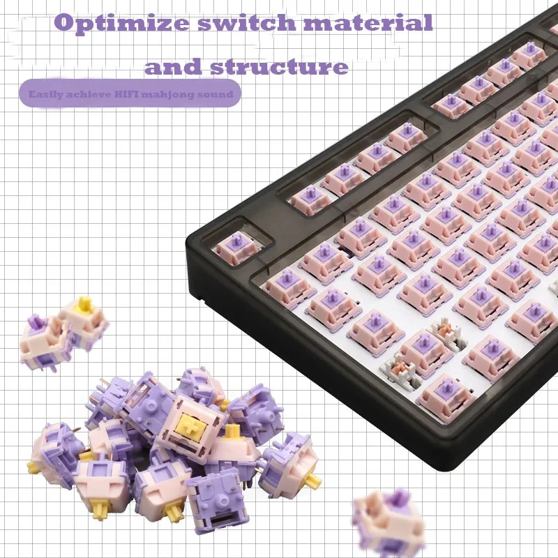 MMD Princess V2 Switch 5Pins Linear Tactile 38/45/53/48/60g Custom Mechanical Keyboard Switches HIFI POM PTFE Material Pre-lubed