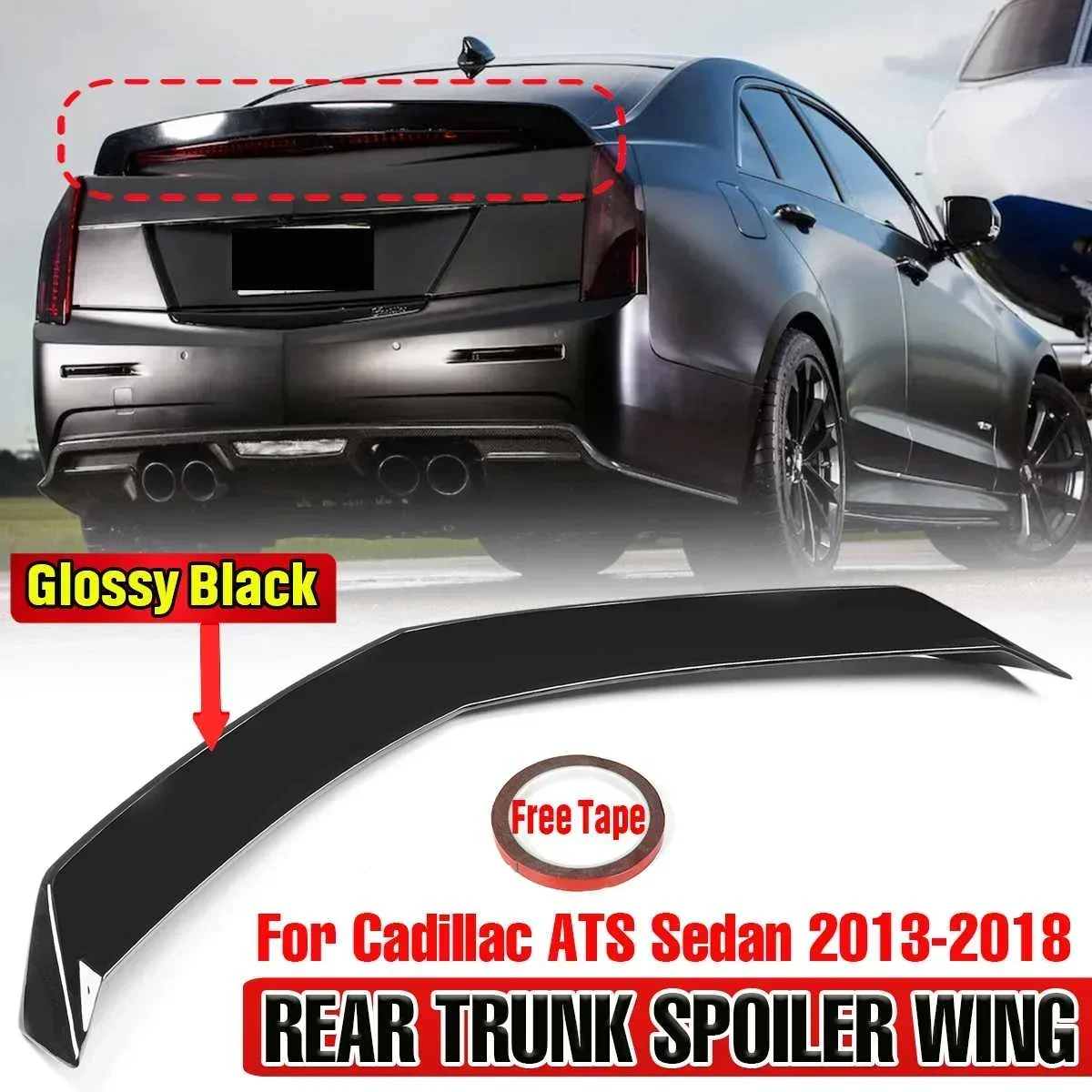 

High Quality Car Rear Trunk Spoiler Lip Boot Extension For Cadillac ATS Sedan 2013-2018 V Style Rear Spoiler Wing Lip Body Kit