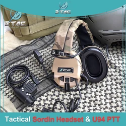 Z-TAC Sordin Tactical Headest Noise Reduction Pickup U94 PTT Baofeng Shooting Active Wired Headphones Airsof Hunting Acessories