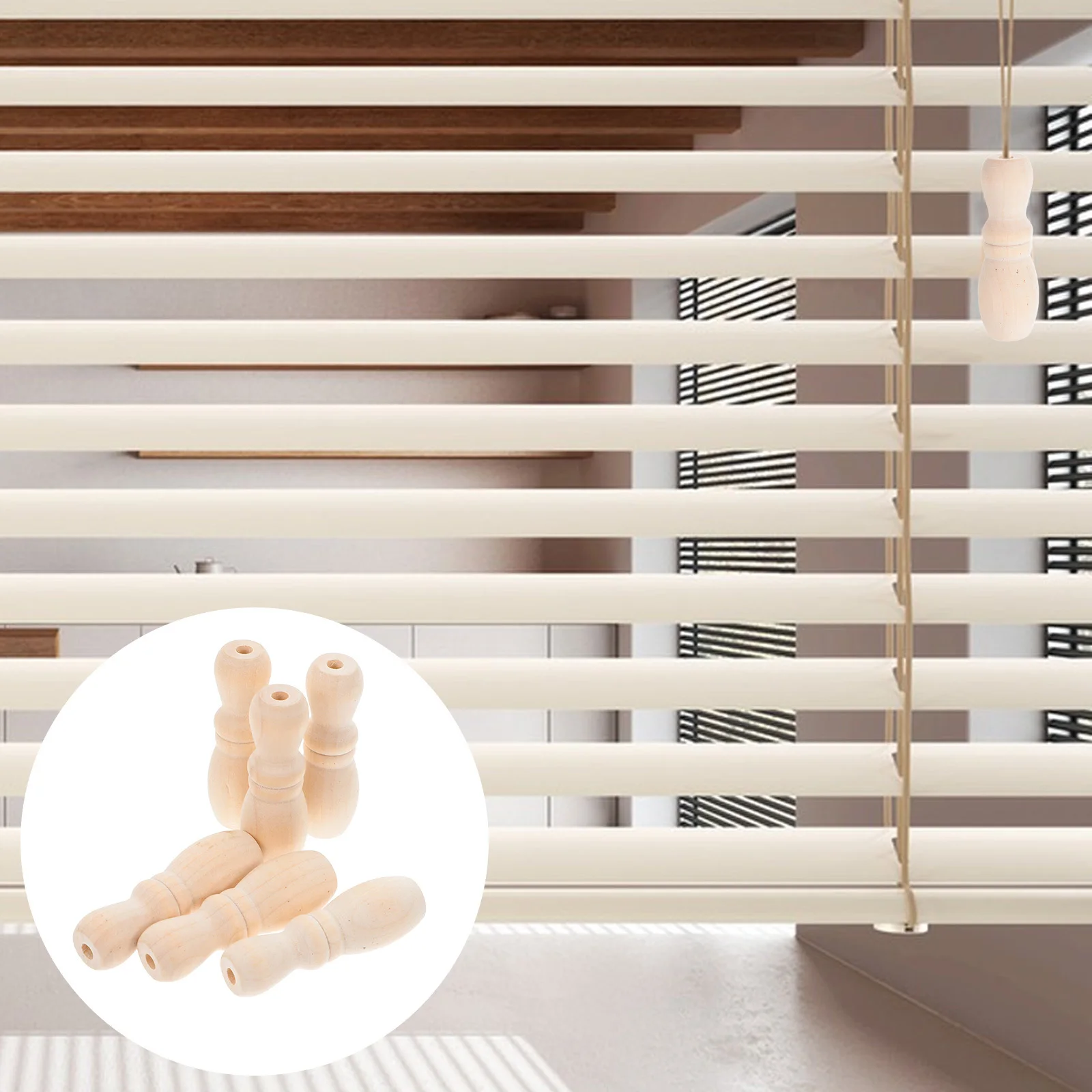 

6Pcs Wooden Blind Cord Pulls Vase Shape Strong Wood Knobs Tassels for Window Curtains Blinds Decorative Pulls Blind Cord Tassels