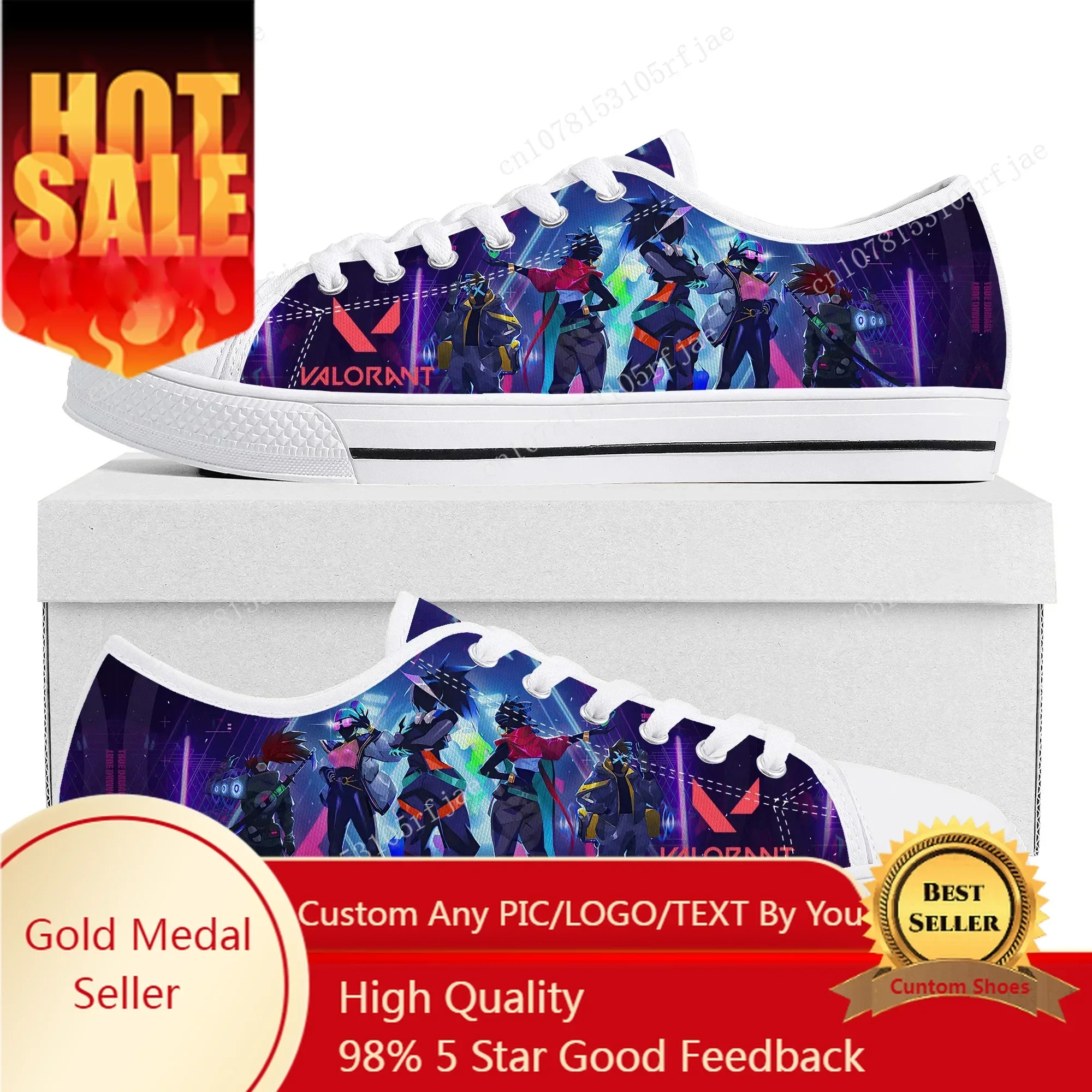 Agent Manga Cartoon Game Valorant Low Top Sneakers Womens Mens Teenager Canvas Sneaker Couple Custom Built Shoes