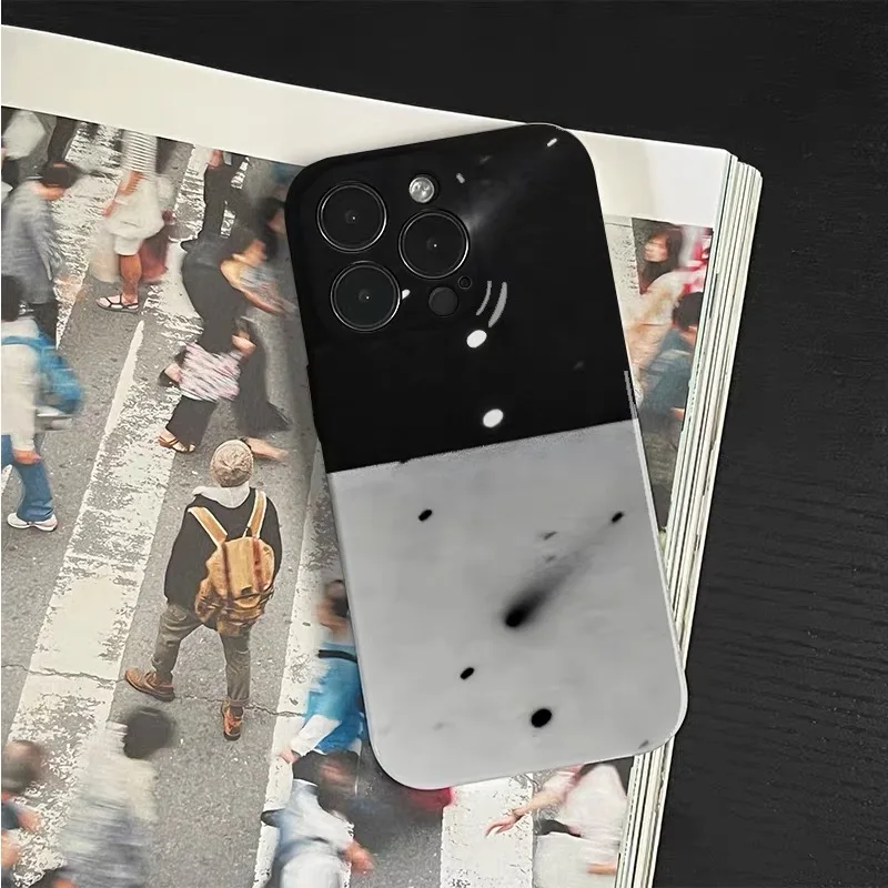 أسود رمادي نصف وصمة عار الإبداعية الكتابة على الجدران جراب هاتف آيفون 17Air 16E 15 بروماكس 14 زائد 13 12 MINI 11 XR XS غطاء هاتف أكريليك