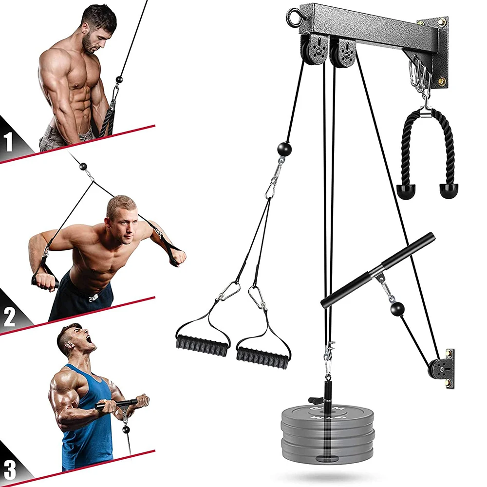 Wall-mounted DIY Pulley Cable Machine Attachment System Biceps Triceps Strength Trainning Sport Workout Fitness Equipment Set