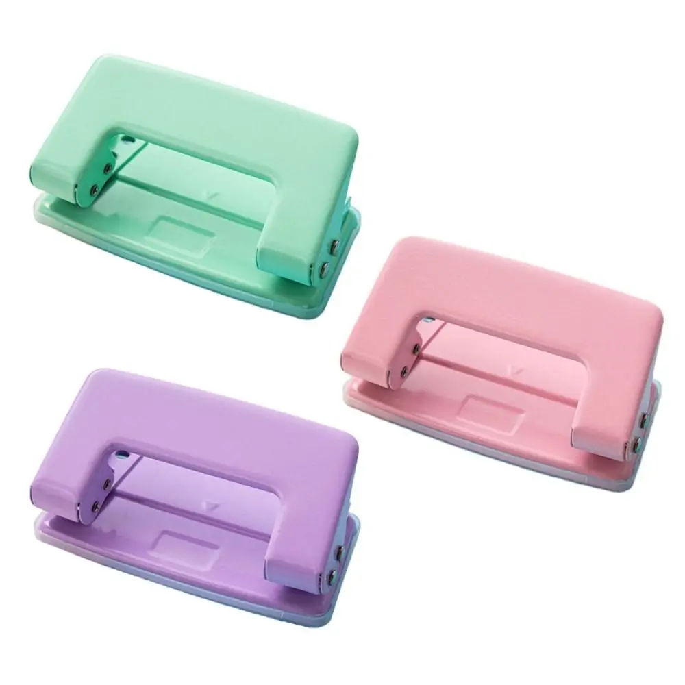 New Small 2-Hole Puncher Macaron Color Portable Paper Punch Tool Office Punch Stationery Round Hole Puncher