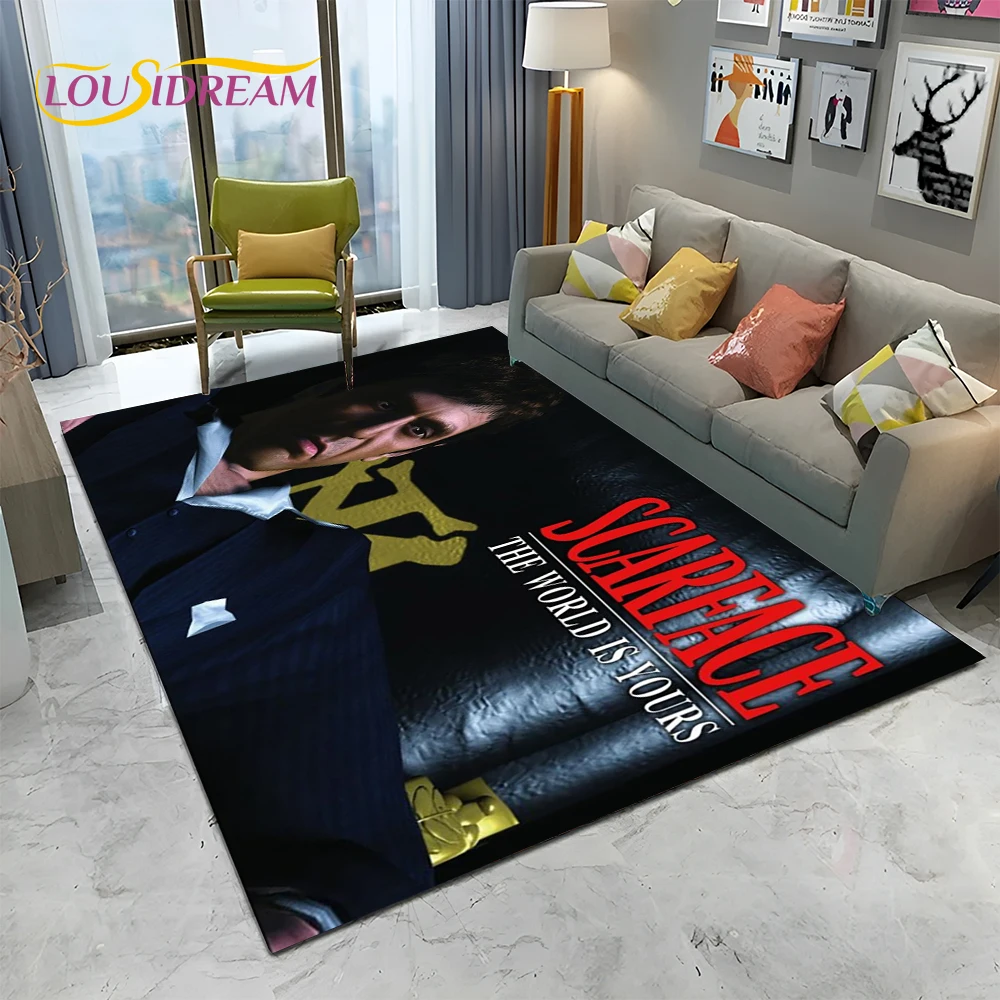 Scarface 3D Classic  Movie Tony Carpet Rug for Home Living Room Bedroom Sofa Doormat Decor,kids Play Area Rug Non-slip Floor Mat