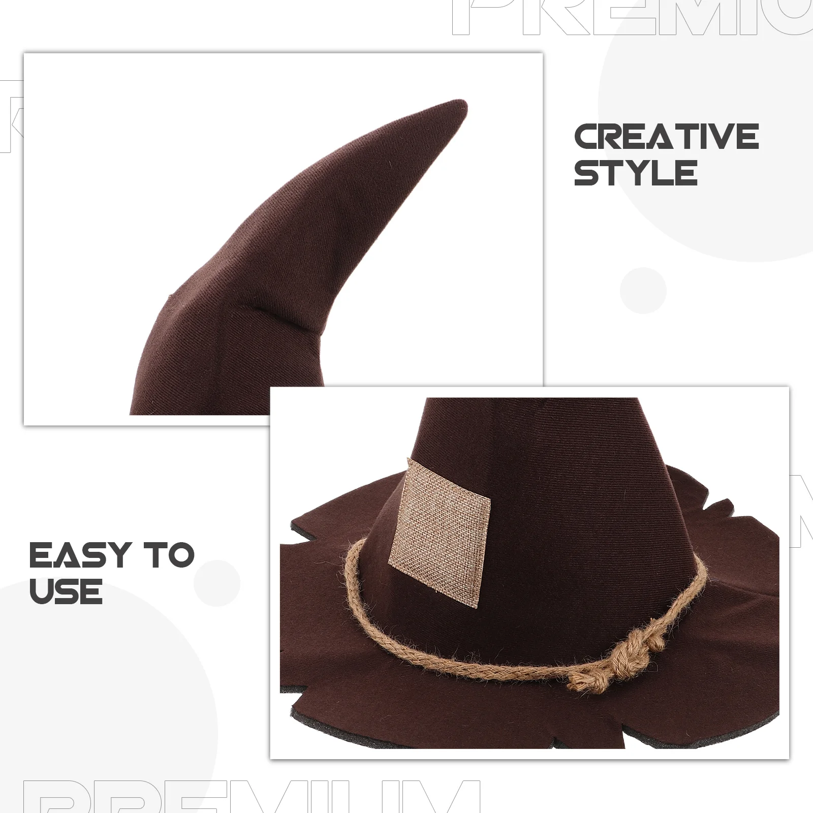 Halloween Vogelverschrikker Hoed Niet-geweven Stof Tovenaar Puntige Vintage Heks Cosplay Kostuum Accessoires Party Kids Vogelverschrikker Hoed