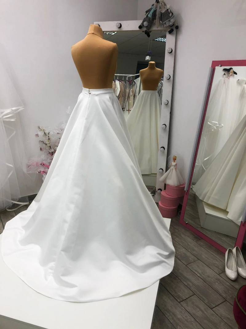 Saia De Casamento De Cetim Boho, Simples Sobresaia, Maxi Separa, Tamanho Personalizado, Saias De Noiva