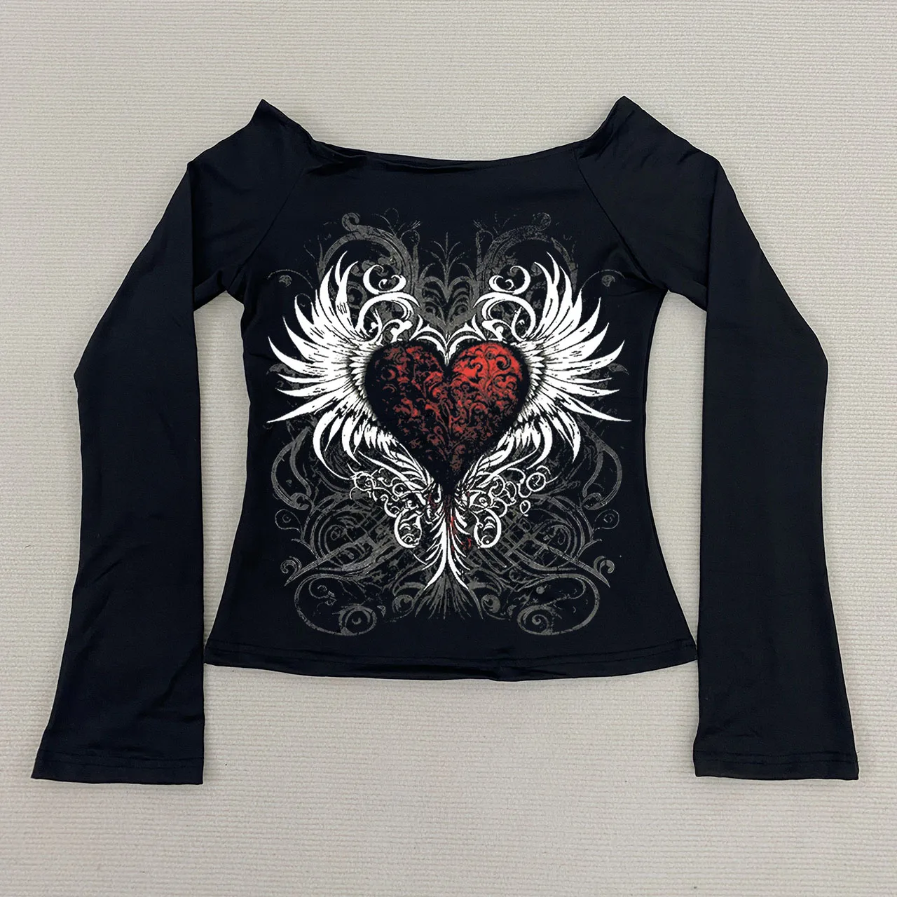 90er Jahre Harajuku V-Ausschnitt Streetwear Kurzarm Goth Slim T-Shirt Kreuz Grafik Y2k Kleidung Punk Crop Top Ästhetik Hot Girl Grunge