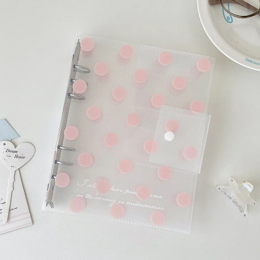 A5 Size Loose Leaf Binder Cover 3 Inch Width Clear Transparent Photocard Collection Shell No Inner Pages Polka Dot Pattern