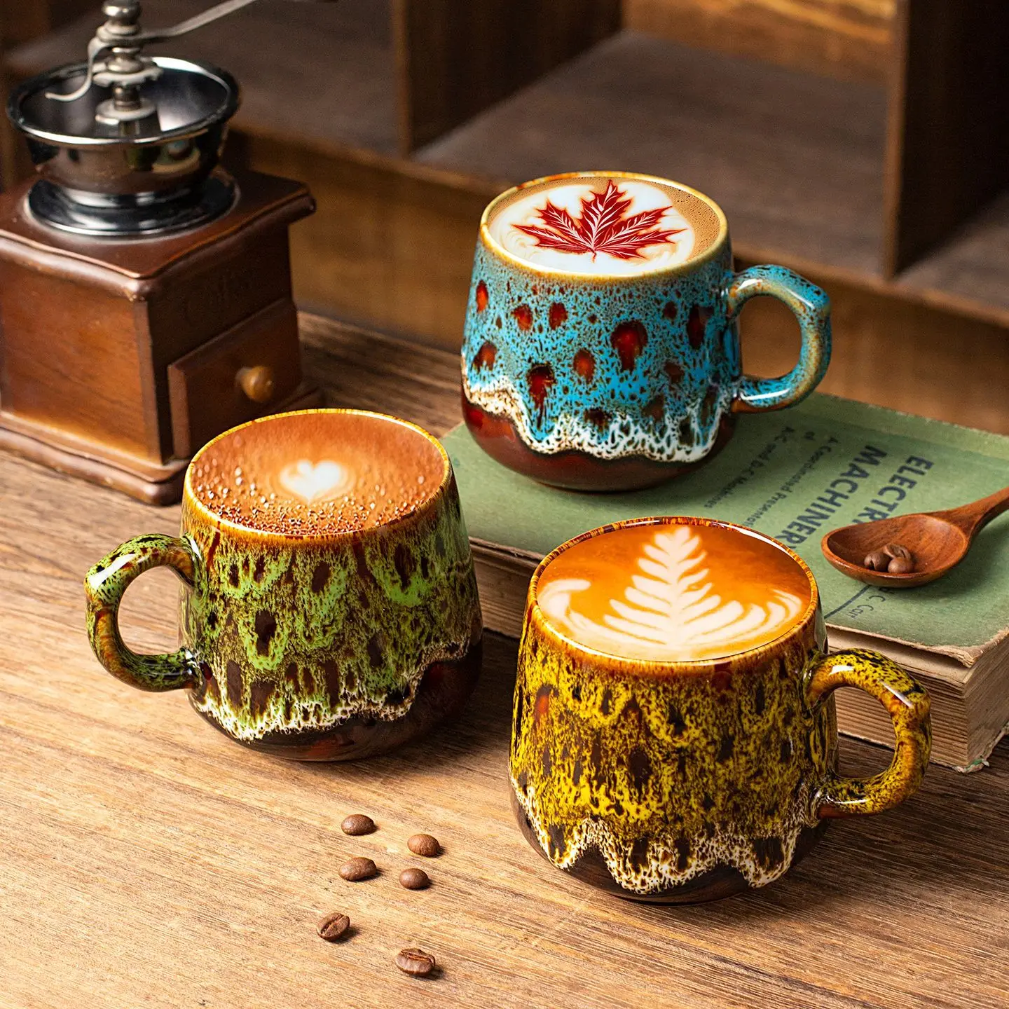 

Kiln-changed ceramic household retro coffee cup couple cup high value hanging ear latte cup