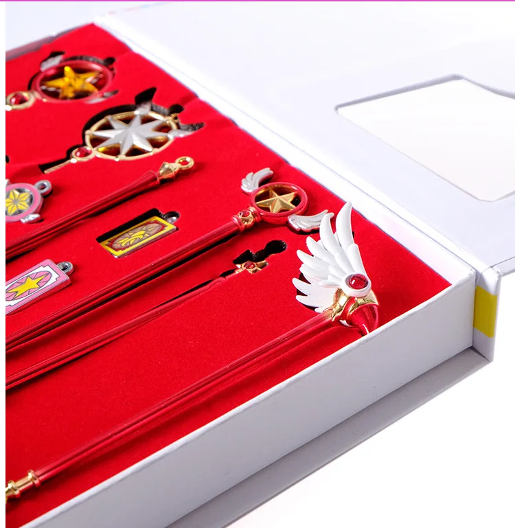 Card Captor Sakura Magic Star Wands Keychain Necklace Pendant Cosplay Props Collection Set Accessories with Box Christmas Gift