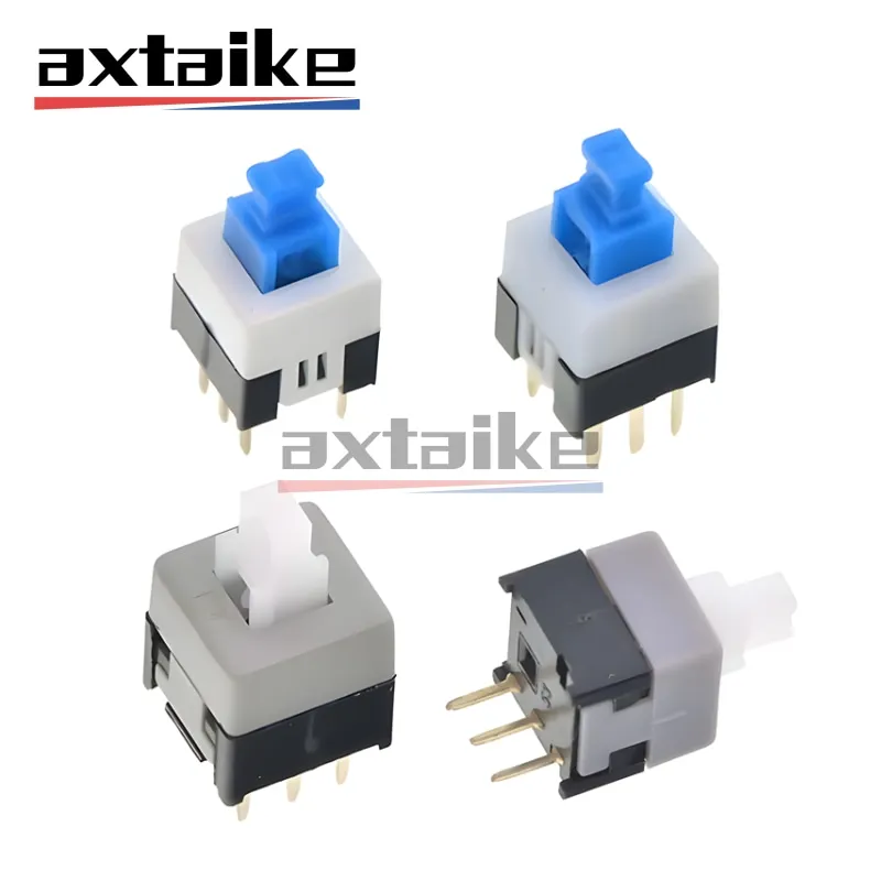 10PCS 3Pin 6Pin Push Button Switch Push Tactile Power Micro Latching Switch Self / No Lock On/Off 5.8*5.8 7*7 8*8 8.5*8.5 mm