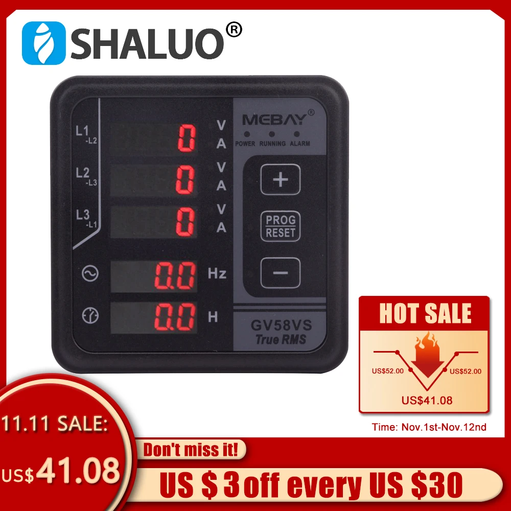 Mebay Updated Engine Multi function Digital Meter GV58VS GV59 Generator Multifunctional Digital Meter With Protection Function