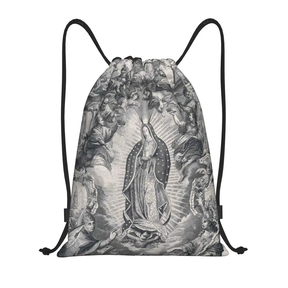 Our Lady Of Guadalupe Backpack Drawstring Soccer Bags Gym Bag Christian Virgin Mary String Sackpack for Running