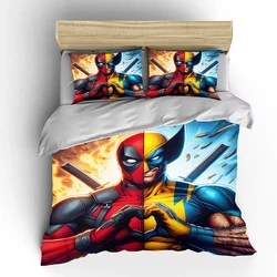 Marvel Deadpool Set biancheria da letto trapunta Hello Kitty 3 pezzi copripiumino King Queen Us Twin Size biancheria da letto Kid Boy Girl Bed Decor