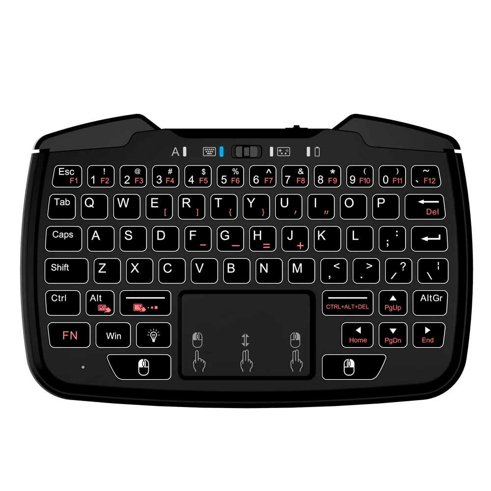 Rii RK707 2.4GHz Wireless Game Controller Keyboard with Touchpad White Backlit Turbo Vibration Function For Smart TV/PC