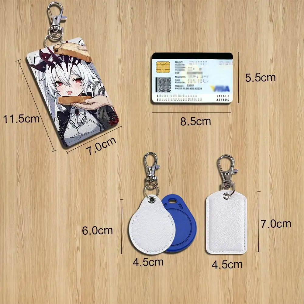 game NOexistenceN of You AND Me Lilith Rectangle ID Card Case Keychain Access Card Bag Key Tag Ring Leather Card Holder Key