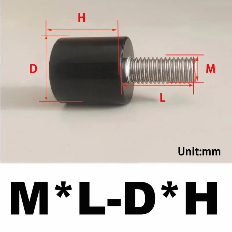1Pc M3-M16 70A Polyurethane Bumper Screw 304 Stainless Steel Screw Rod Anti-Collision Shock Absorbing Stop Bolt Hardware Parts