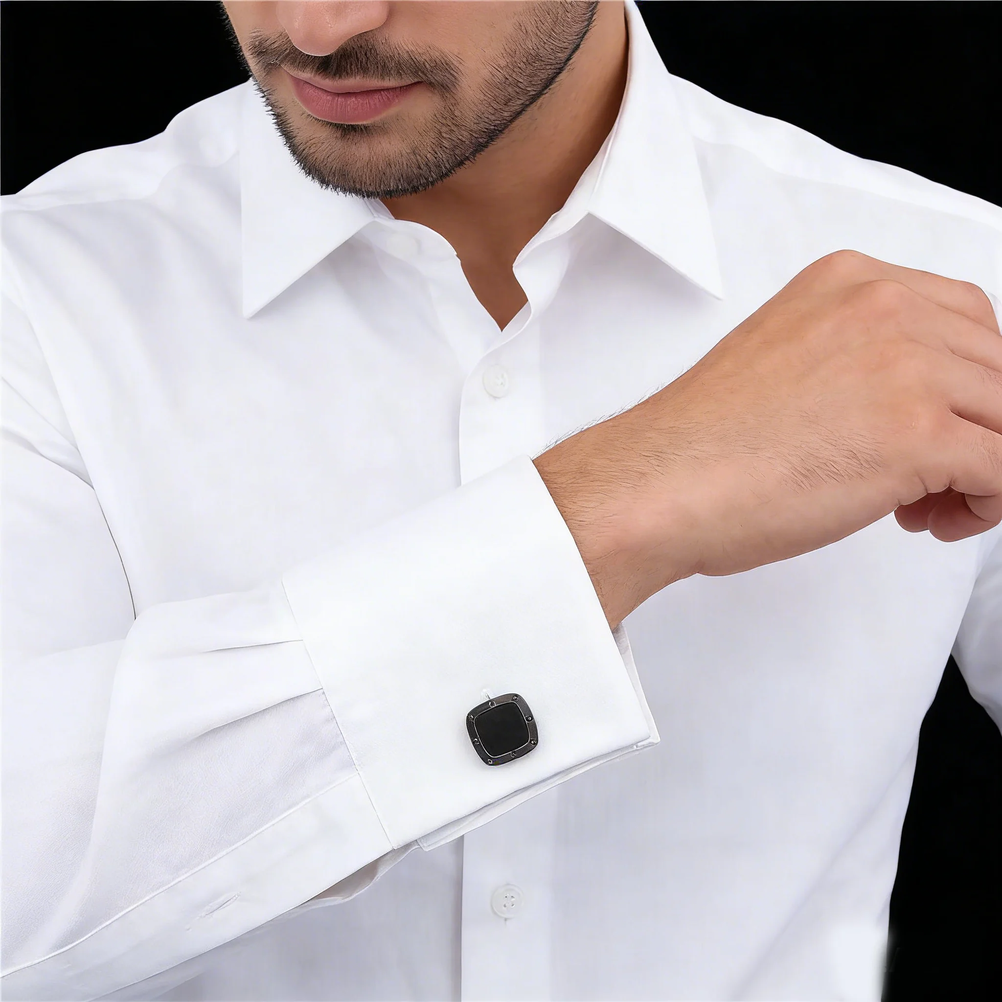 Classic Carbon Fiber Cufflinks Square Black Metal Cuff links Enamel Jewelry Cufflink for Mens Shirt