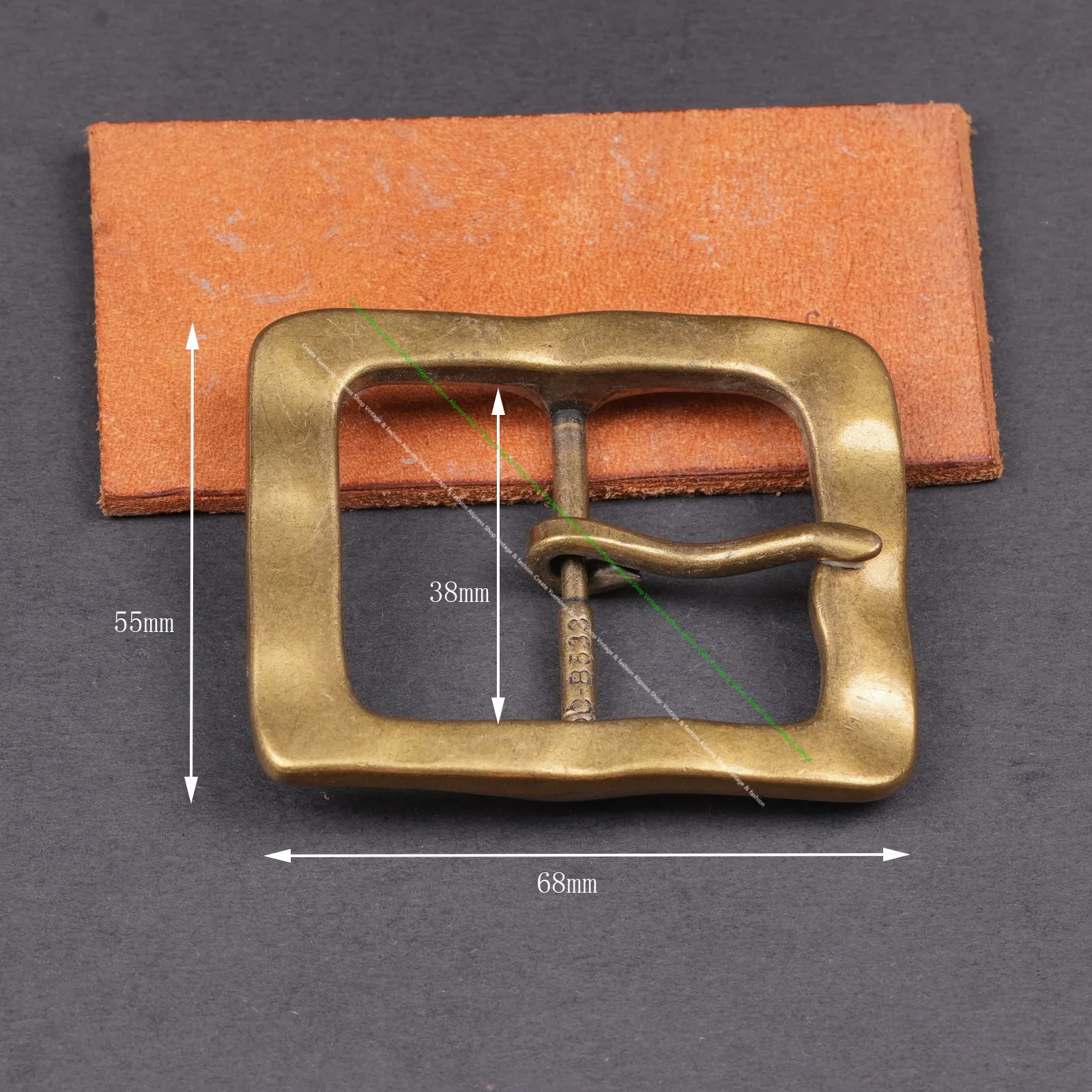 Quality Sturdy Antique Brass Heavy Duty Single Prong Belt Buckle Leathercraft Square Center Bra Jeans Belt Buckle Fit 38mm