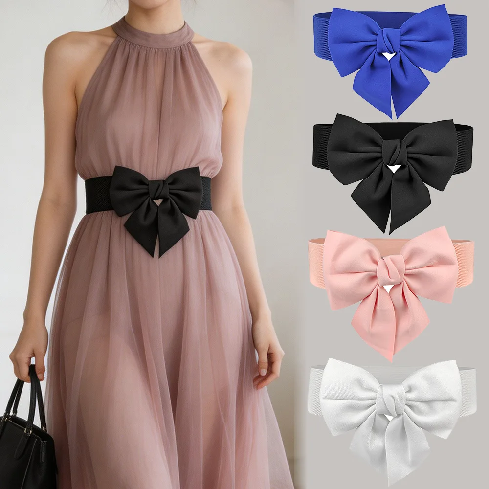 2026 Fashion Big Bow Elastic Corset Wide Girdle Ladies Dress Decoration High Quality Belts for Women Luxury Designer Brand