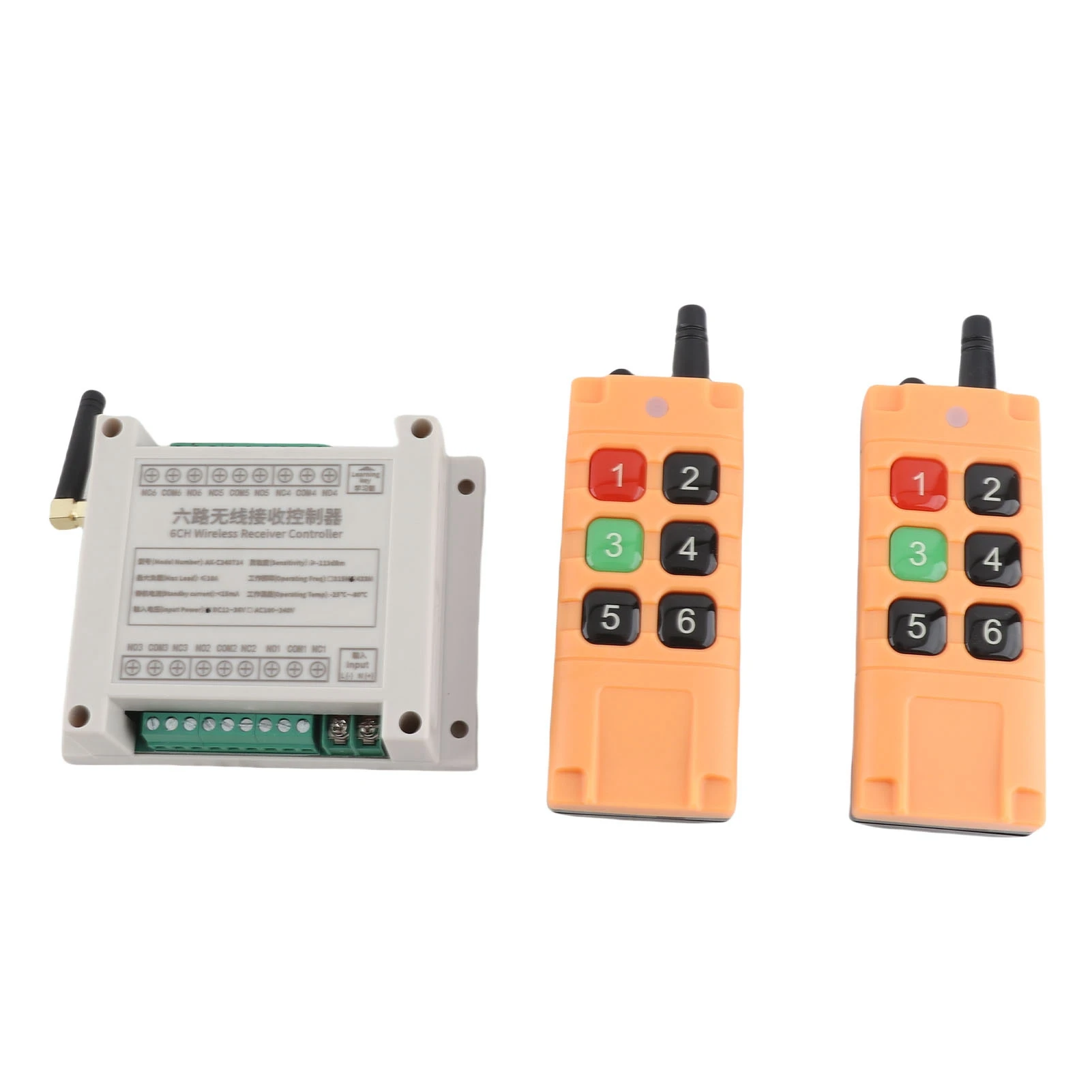 

Radio Transmitter Receiver Stable Signal Less Interference 6 Channel Wireless Controller DC12V with Relay for Lifting Equipment