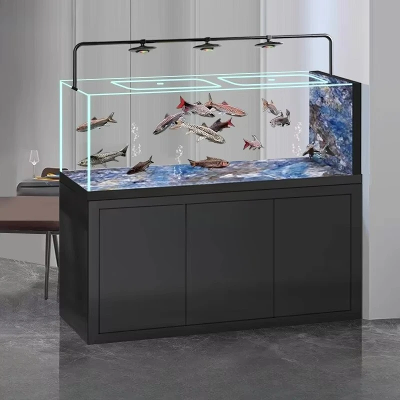 yjq Ultra White Arowana Tank Pipeless Bottom Filter Tank Living Room Butterfly Koi