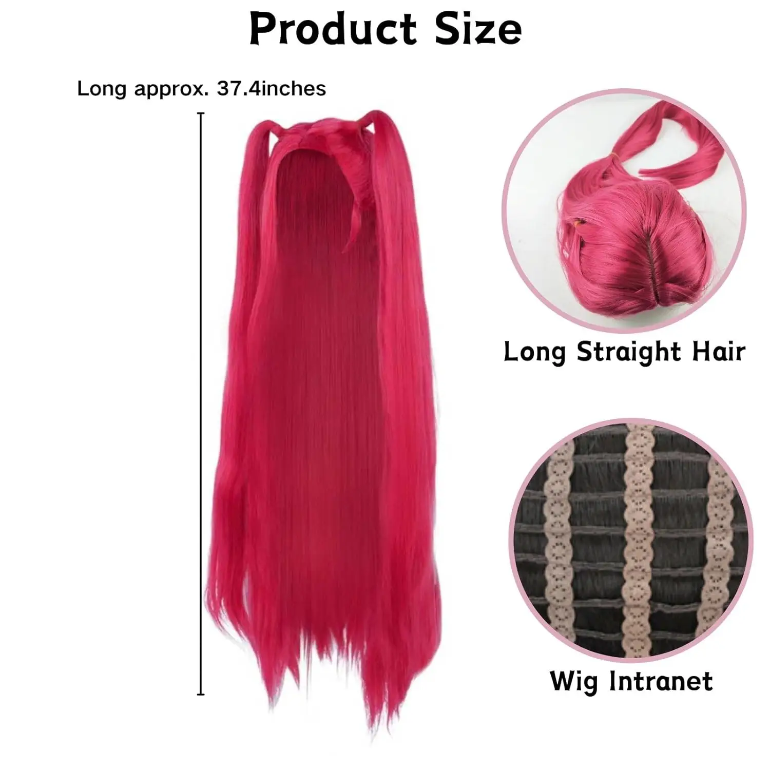 شعر مستعار طويل مستقيم للنساء باللون الوردي الفاتح مع شعر مستعار كوسبلاي للفتيات للحفلات الراقصة وعيد الميلاد والحفلات التنكرية #3