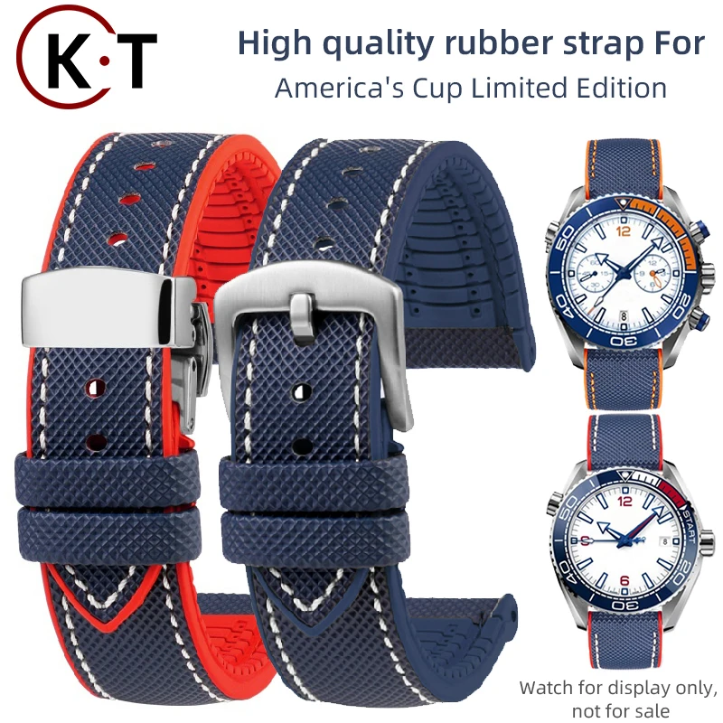 

Rubber Strap 22mm 21mm 20mm Nylon Watch Band For Omega Speedmaster 310.32 Planet Ocean 600 215 232 Seamaster 300 Men's Bracelet