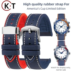 Rubber Strap 22mm 21mm 20mm Nylon Watch Band For Omega Speedmaster 310.32 Planet Ocean 600 215 232 Seamaster 300 Men's Bracelet
