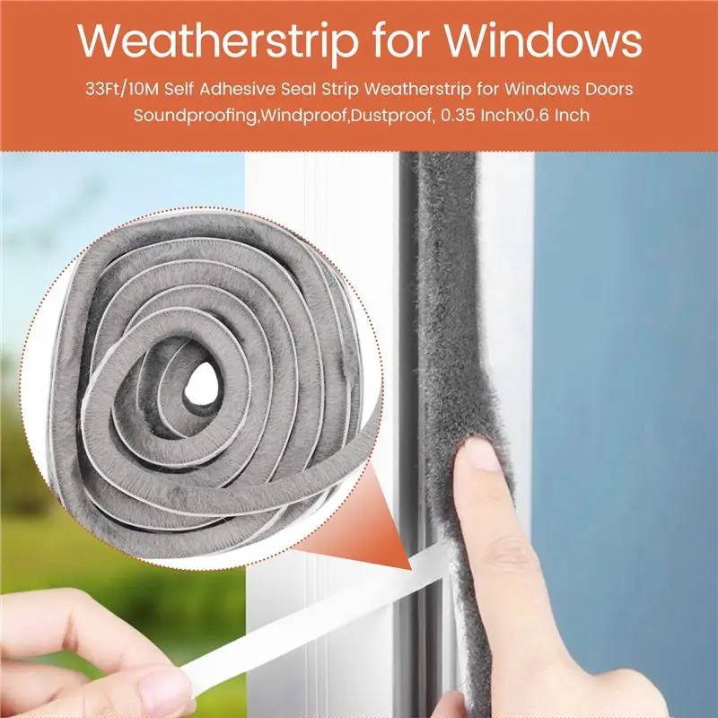 AFOURT-33Ft/10M Selbstklebender Dichtungsstreifen für Fenster und Türen, schalldämmend, winddicht, staubdicht – Detail 3