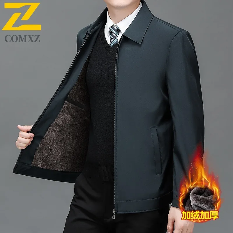 

COMXZ Роскошная мужская куртка премиум-класса 2025, утолщенная теплая парка для работы на открытом воздухе, деловая повседневная легкая зимняя одежда