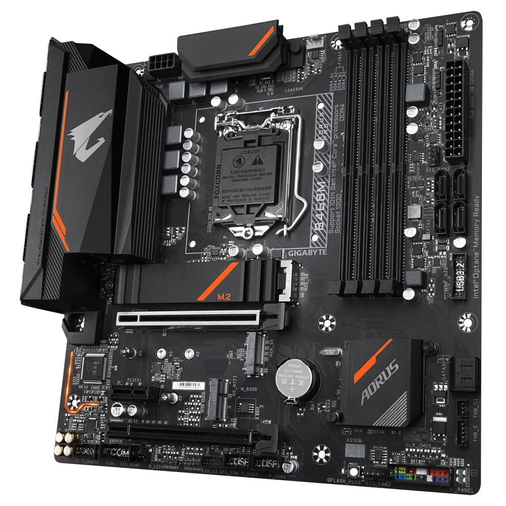 Placa-mãe Gigabyte-B460M AORUS PRO, DDR4, 128GB, PCI-E 3.0, M.2, Compatível com HDMI, Display 1200, Micro ATX, Novo