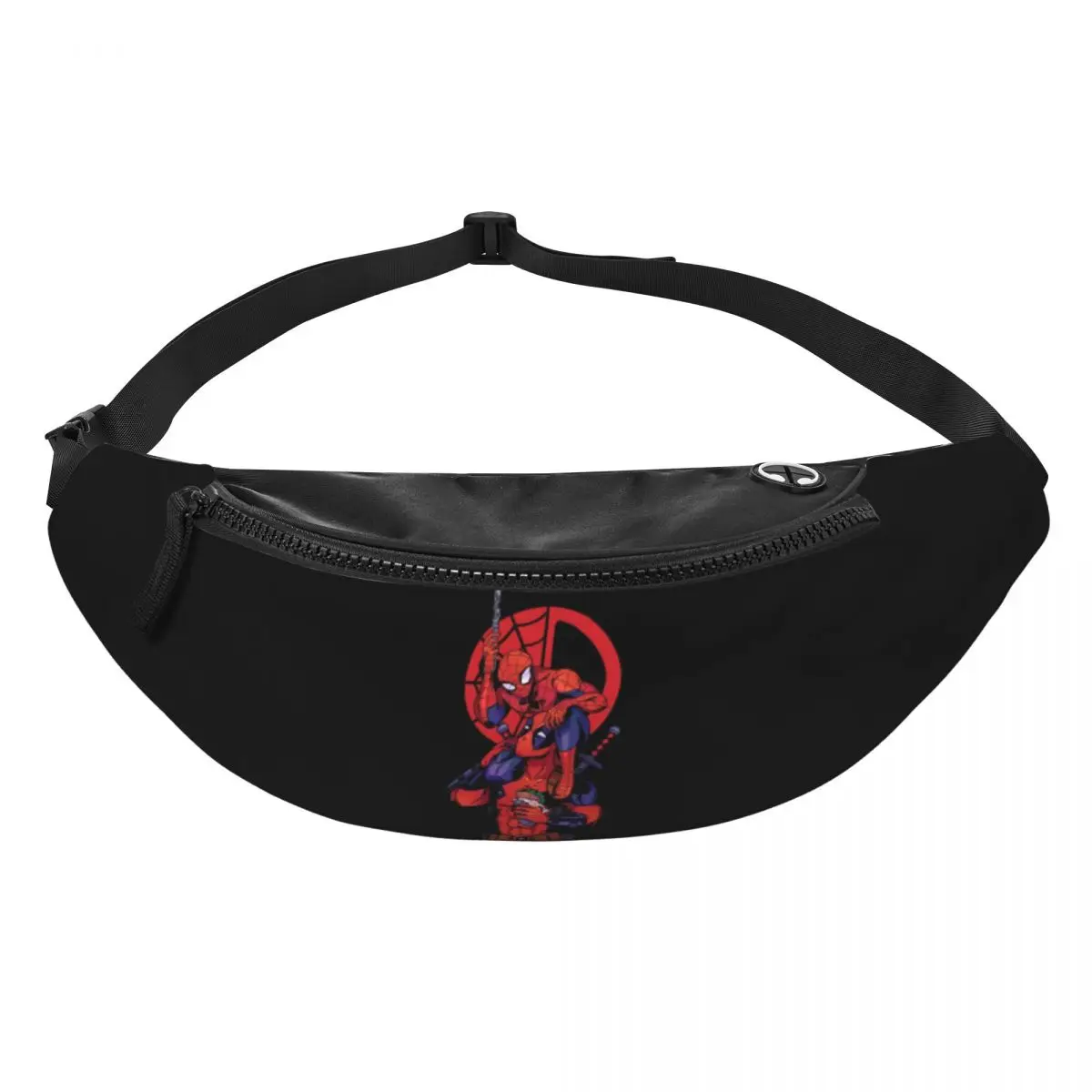 Custom Deadpool And Spiderman Fanny Pack Men Women Crossbody Waist Bag for Travel Cycling Phone Money Pouch