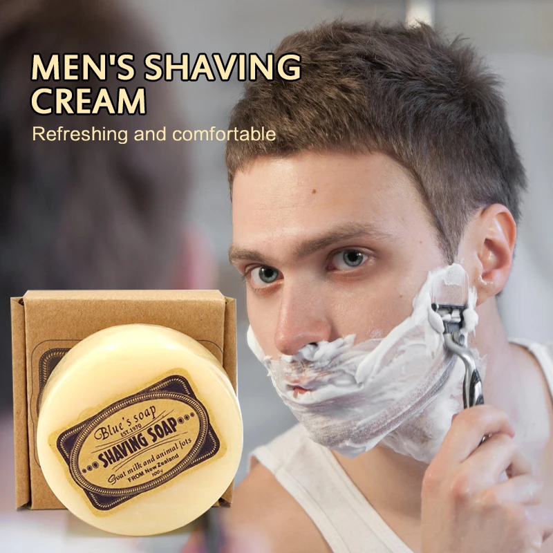 Shaving Cream Men\'s Mustache Shaving Soap Facial Care Goat Milk Beard Shaving Cream Beard Removal 100g TSLM1