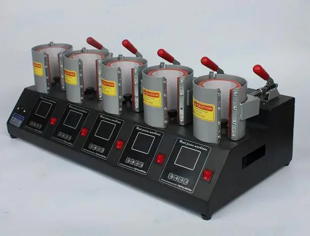 Digital 5 Stations Mug Press Machine Colorful Printing Cup Maker Hot Cup Baking Machine Five Stations Cup Baker