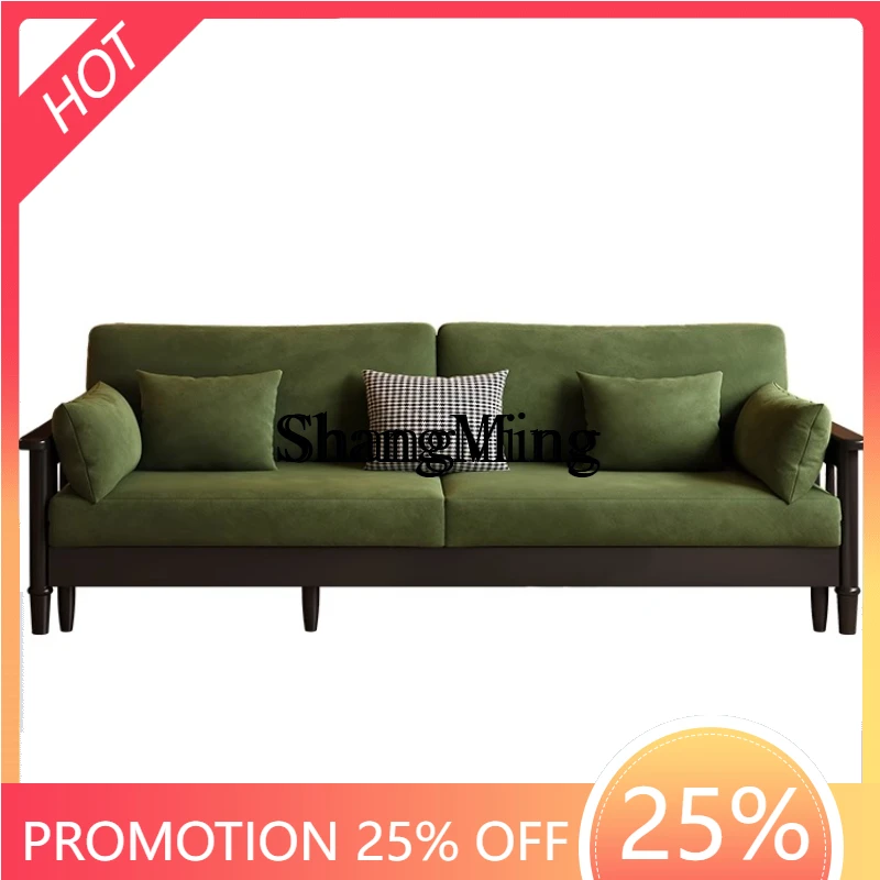 

ZYY exquisite senior retro solid wood sofa living room straight row sofa small apartment simple home sofa bed