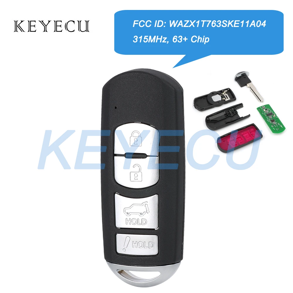 Keyecu TEY1-67-5RY WAZX1T763SKE11A04 Smart Remote Key Fob for Mazda CX-9 CX-7 MX-5 MIATA 2010 2011 2012 2013 2014 2015 SKE11A-04