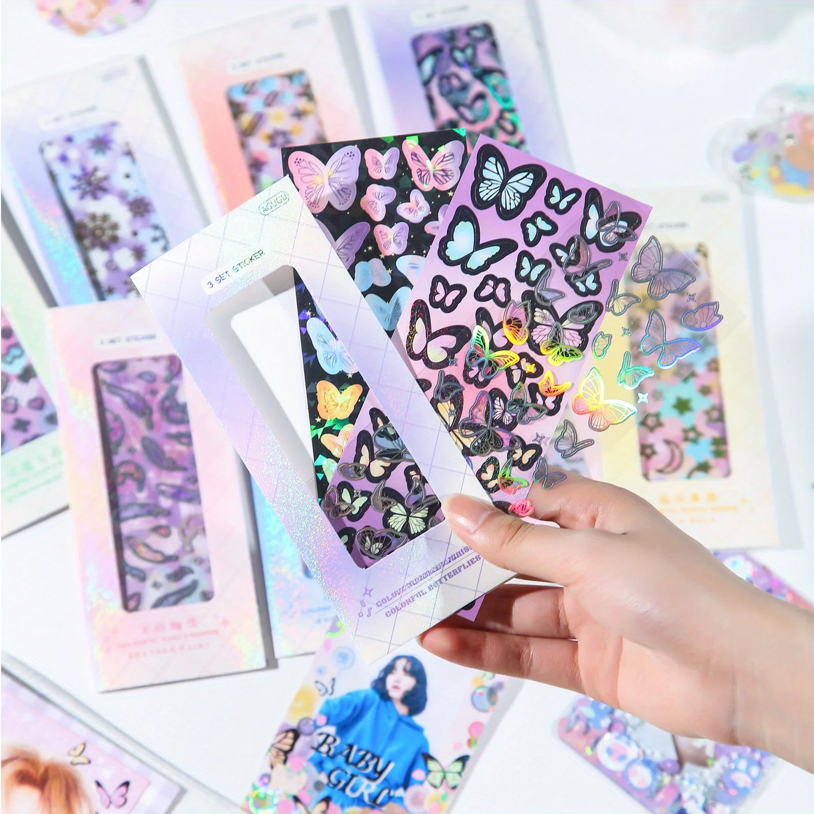 3pcs/set Colourful Guca Stickers DIY Handbook Collage Material Aesthetic Stationery Scrapbooking Lover Gifts Masking Tape