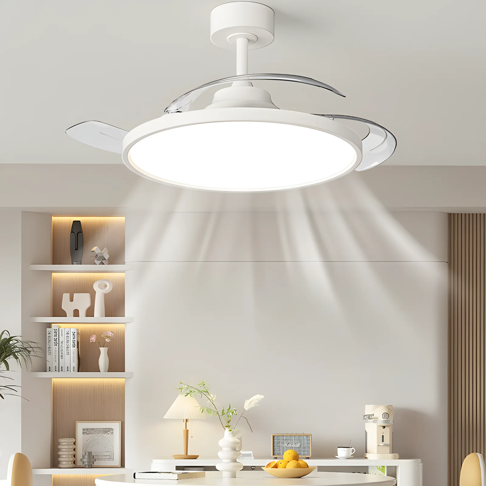 Nordic Invisible Ceiling Fan Low Floor Ultra Thin Electric Fan  Remote Control Ceiling Fan Simple Ceiling Fans With Light