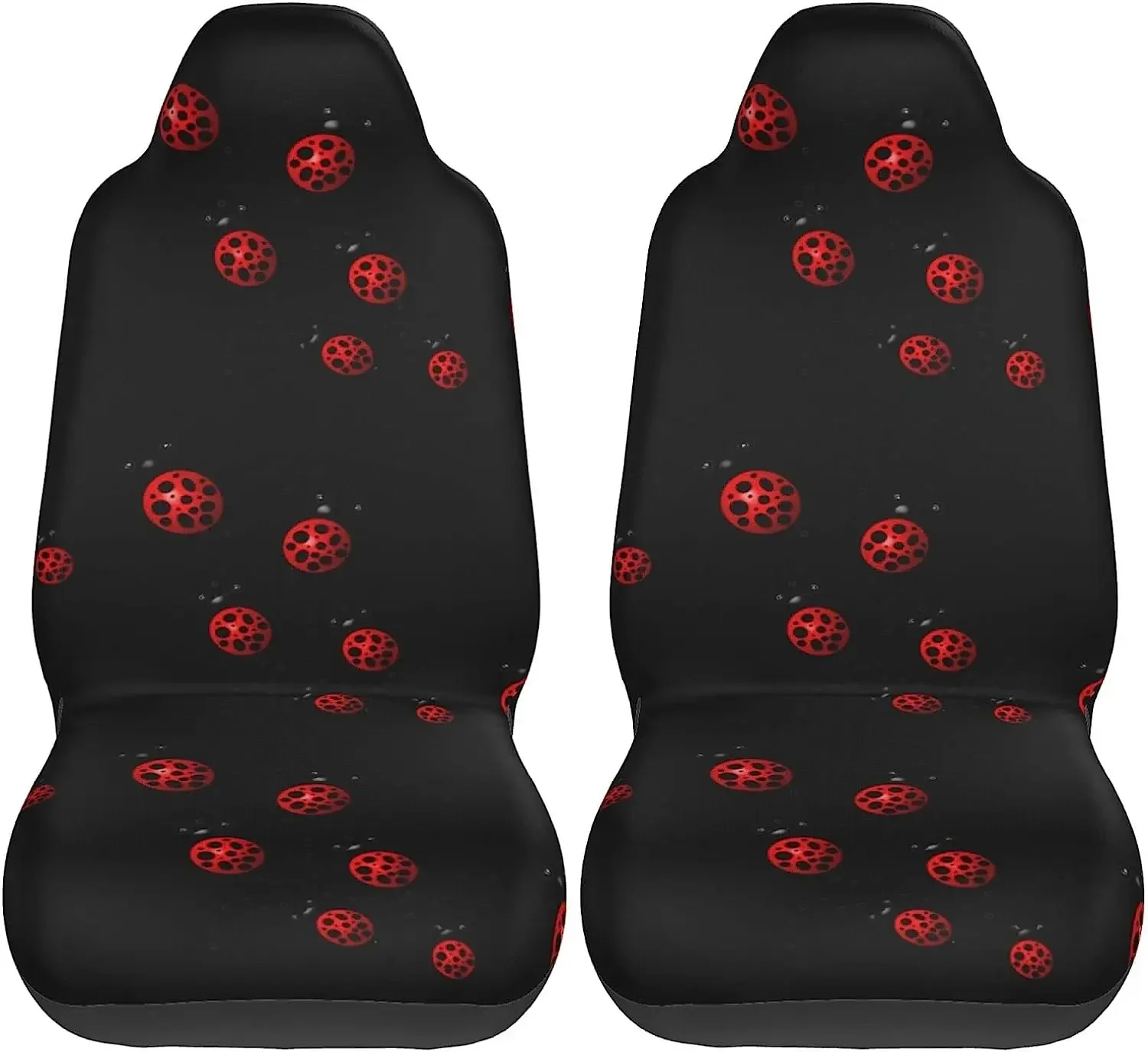 

Art Ladybug Tracks Printed Car Seat Covers for Front Seat 2 Pack Elasticity Automotive Seat Cover for Auto Truck Van SUV
