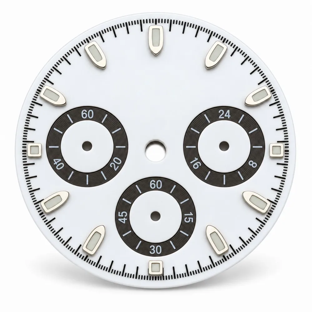 29.8mm VK63 Chronograph Watch Dial Blue Luminous Markers No Logo Quartz Movement Watch Parts Custom Logo