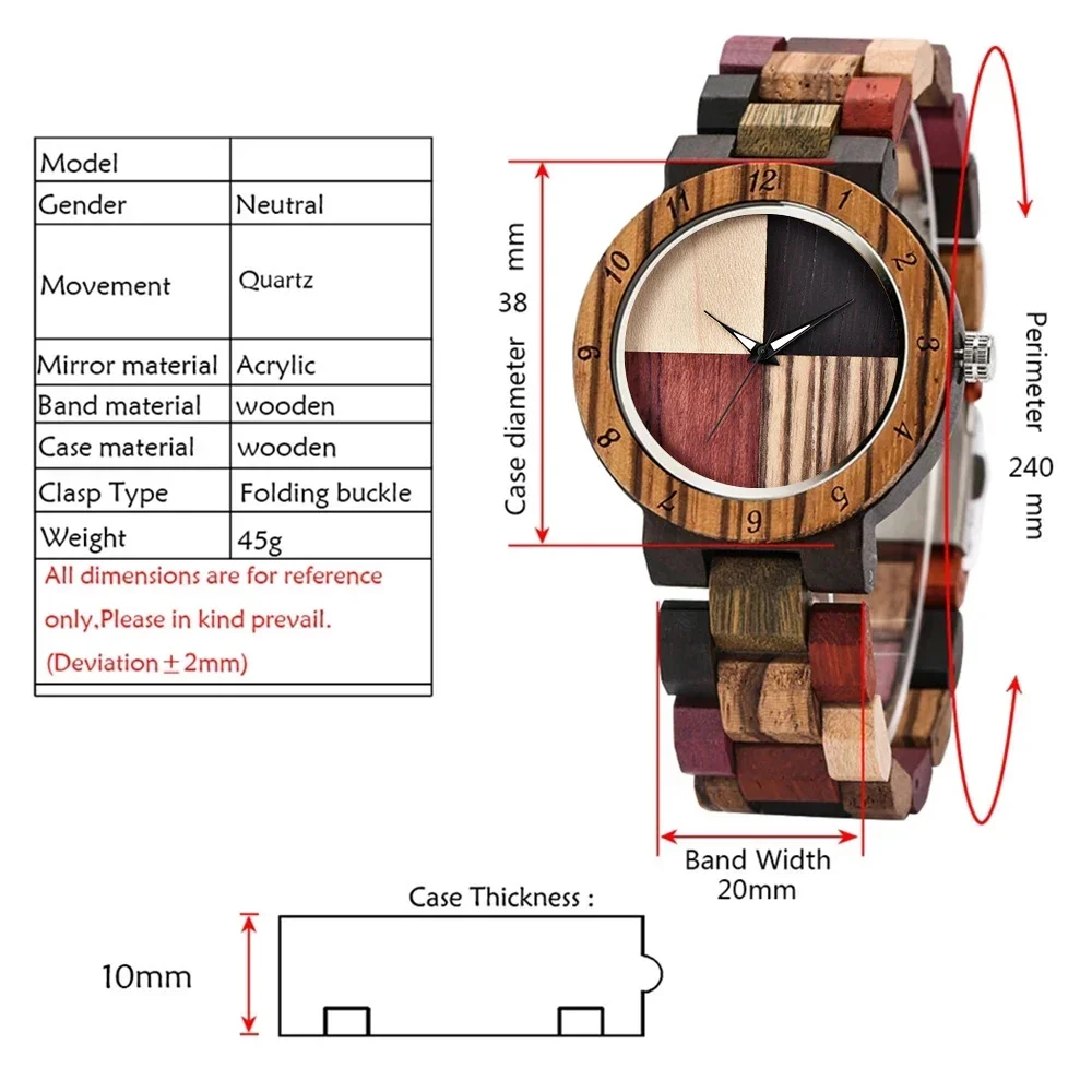 Unique Fashion Color Women's Wooden Watch Street Trend Women's Accessories Festival Best Women's Universal Gift