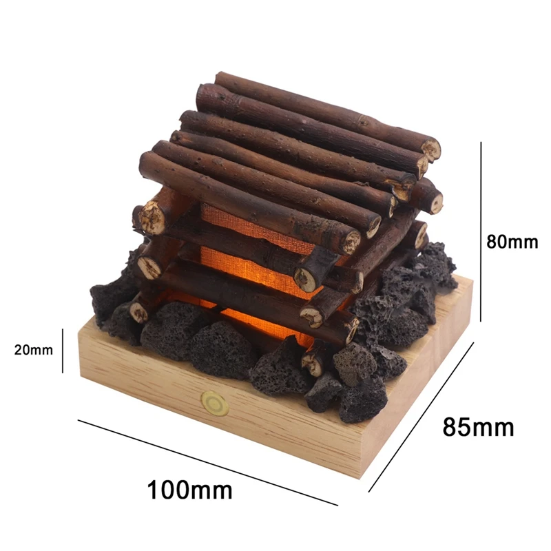 ABHU ضوء ليلي مزيف على النار USB قابل لإعادة الشحن 3 أوضاع LED أضواء ليلية لإشعال النار المزيفة مع ضوضاء بيضاء