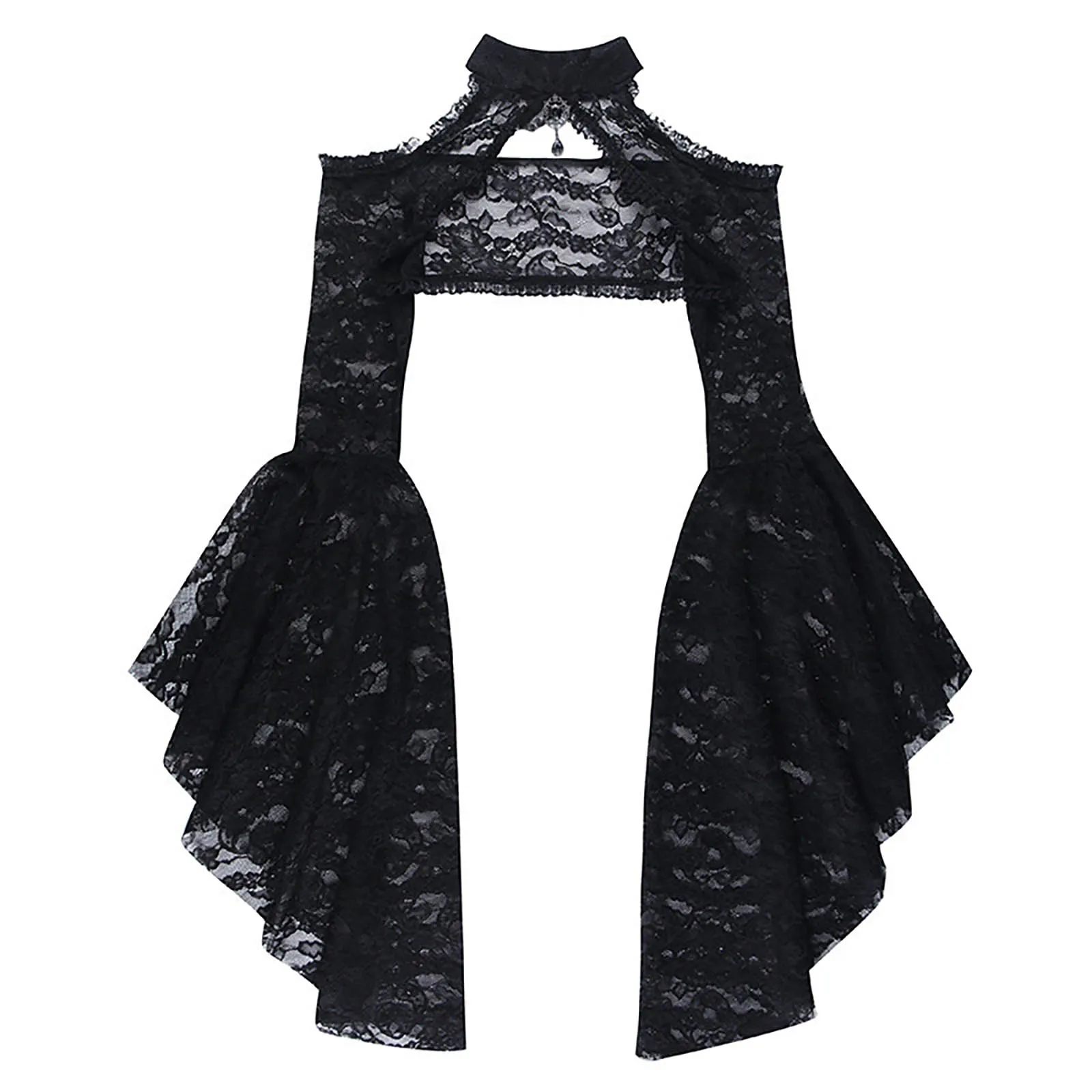 Adult Women Black Gothic Crop Top For Halloween Cosplay Costume Christmas Festival Theme Party Roleplay Stage Performance Outfit